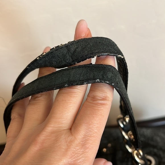 Kate Spade Black Patent Leather Croc Pattern Shoulder Bag Satchel Tote EUC - Picture 6 of 16